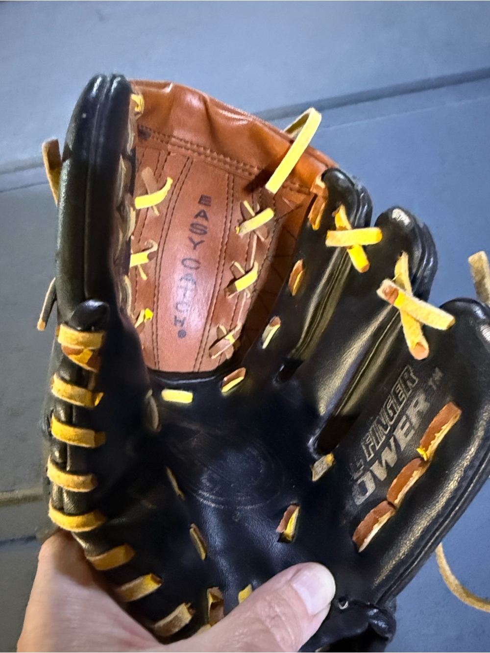 Wilson Kids Black and Tan Baseball Glove with Yellow Laces